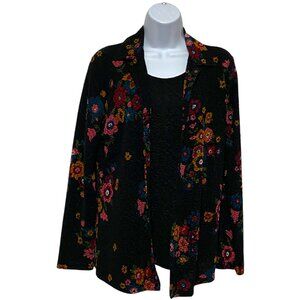 Women's Small Open Cardigan Pullover Long Sleeve Floral Design By-French Laundry